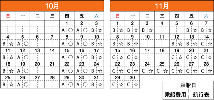 琵琶湖疏水船 乗船カレンダー